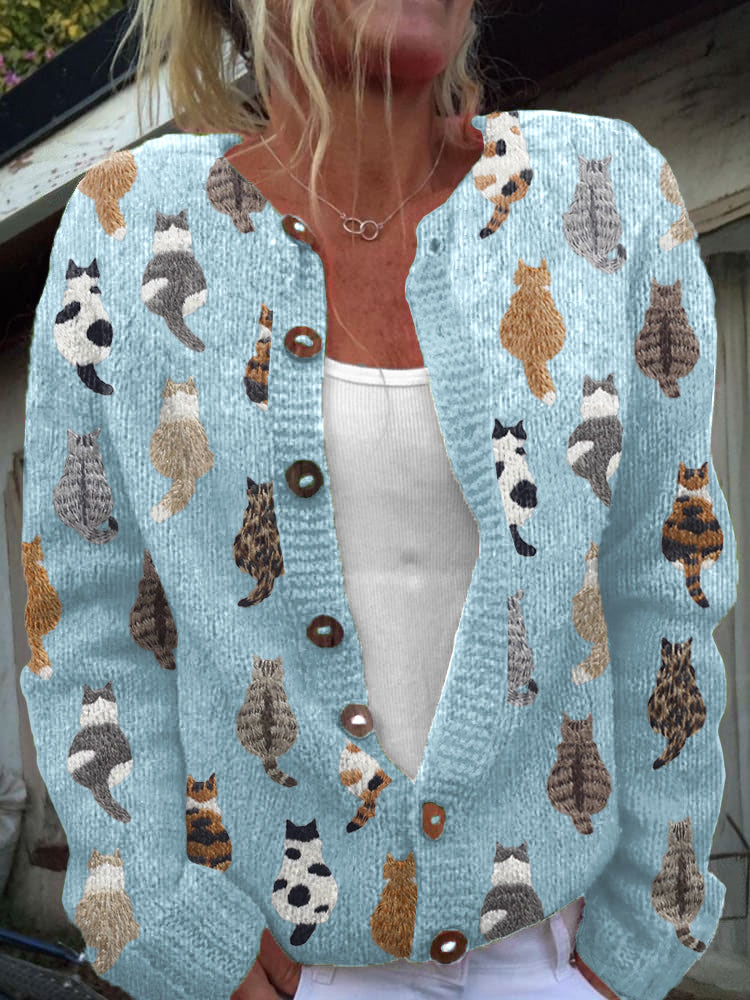 Emma | Cárdigan acogedor con estampado de gatos