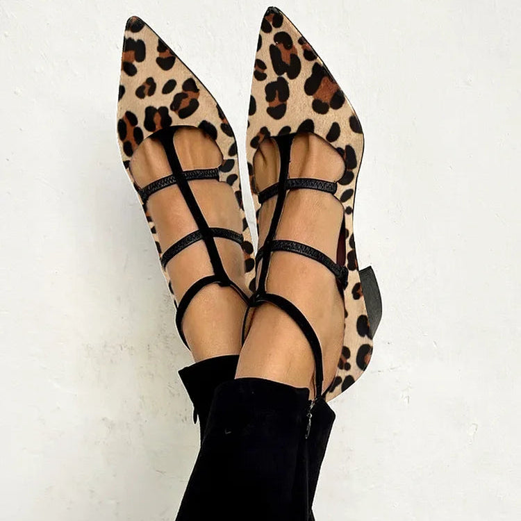 Francisca | Zapatos de tacón con correa con estampado de leopardo