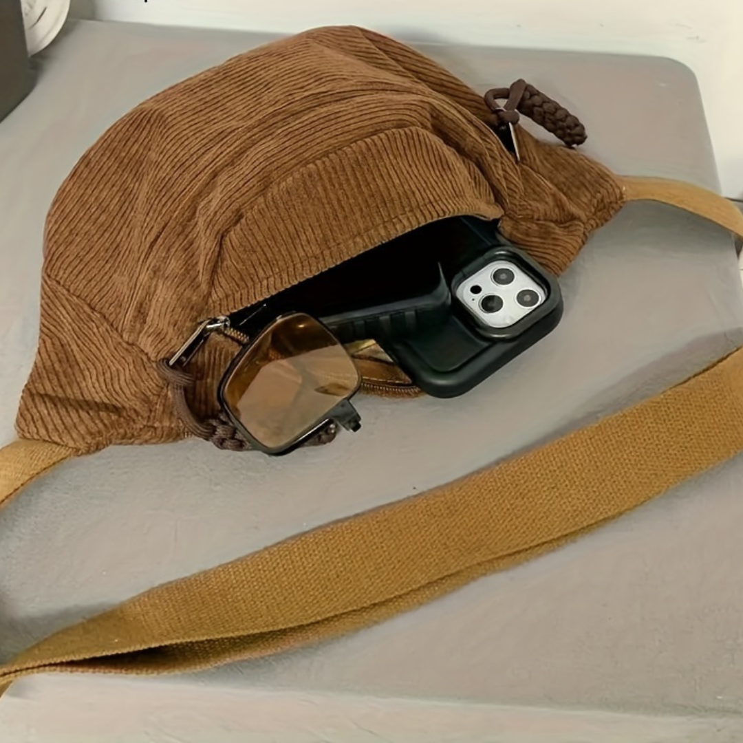 Patricia | Bolso de hombro de terciopelo acanalado