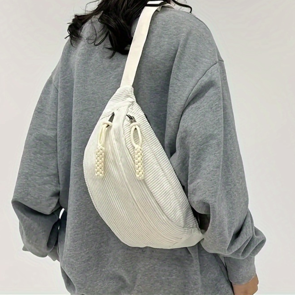 Patricia | Bolso de hombro de terciopelo acanalado