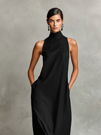 Rosa | Vestido largo con cuello alto