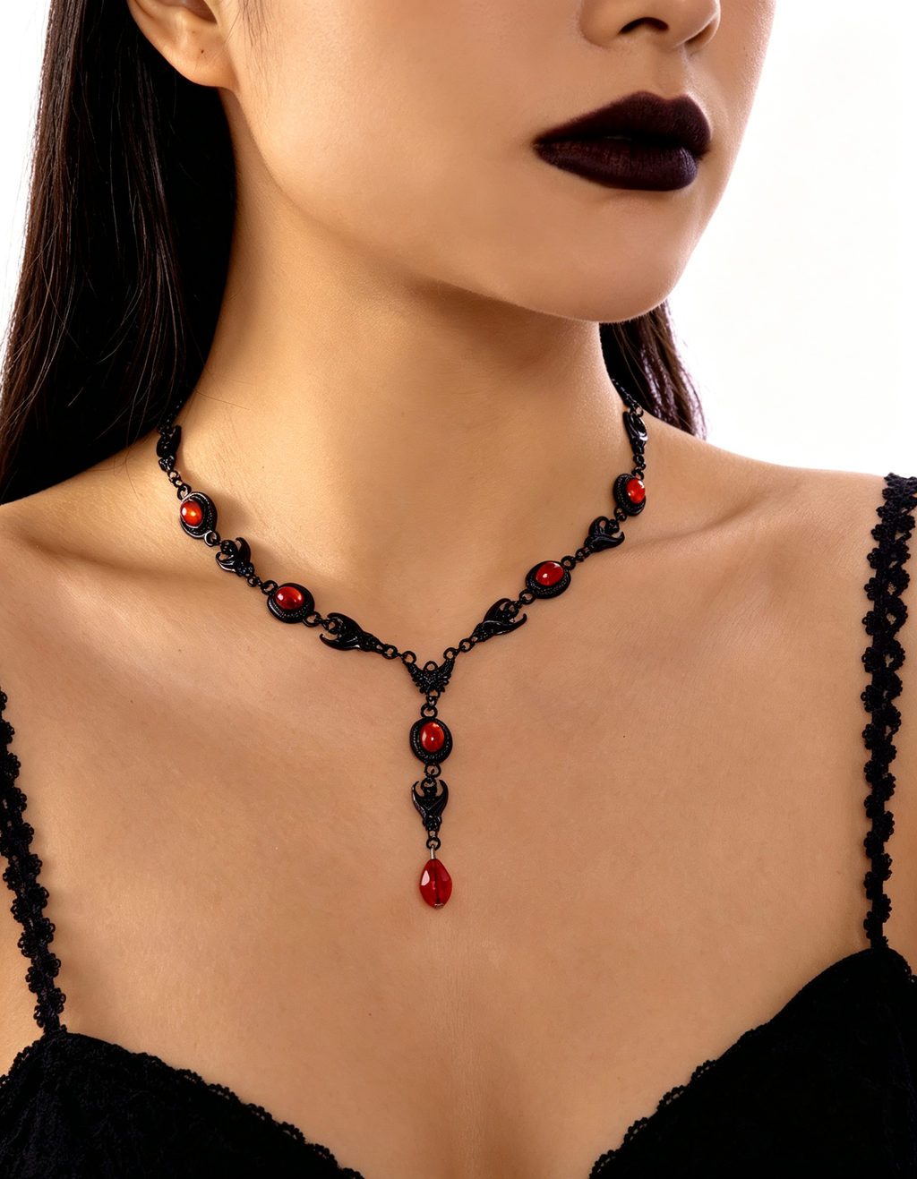 Carmín | Collar de piedras rojas