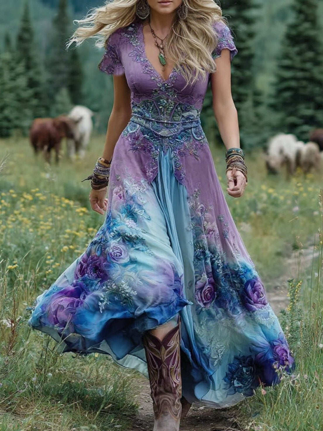 Violeta | Vestido Largo Floral Bohemio
