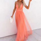 Bianca | Vestido largo en color coral claro