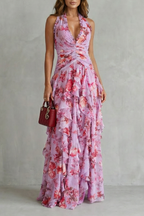 Florencia | Romántica cascada de rosas. Vestido largo con escote americano