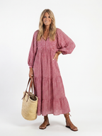 Francesca | Vestido midi de manga larga con estampado geométrico