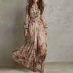 Amanda | Vestido Largo de Cintura Alta con estampado Floral Vintage