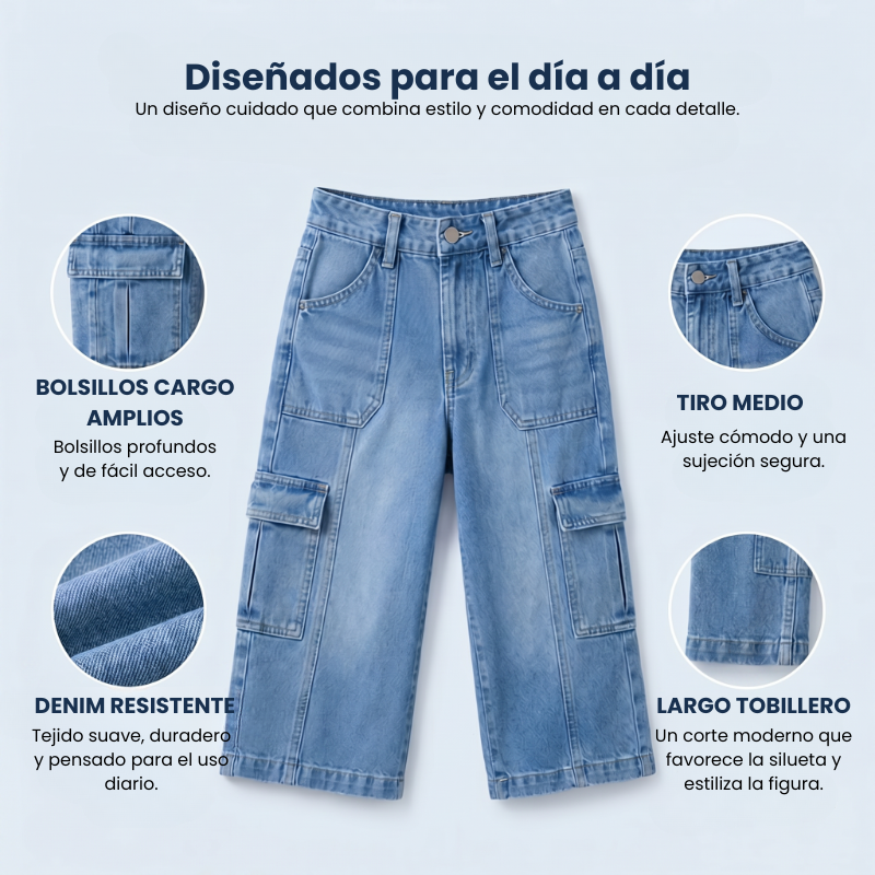 Rita | Vaqueros tipo cargo, elásticos y cortos para mujer