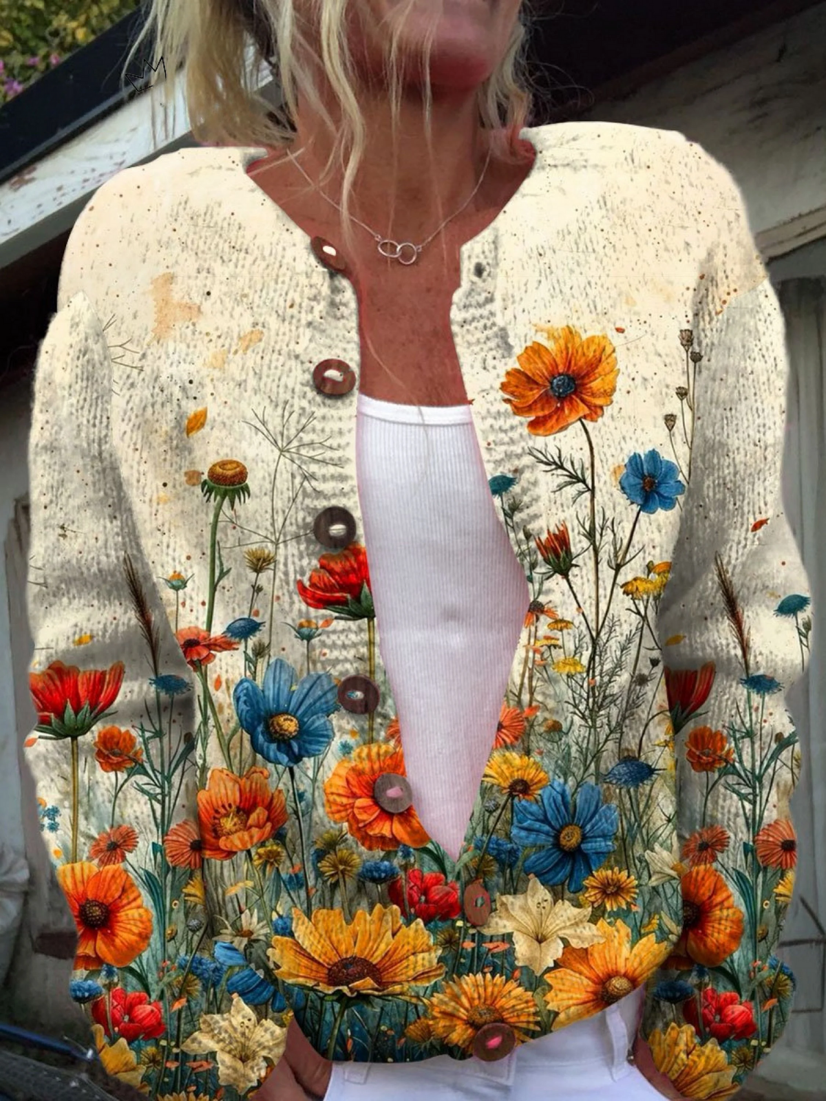 Tania | Cárdigan con estampado floral vintage