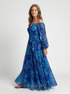 Chloe | Vestido largo floral con hombros al aire