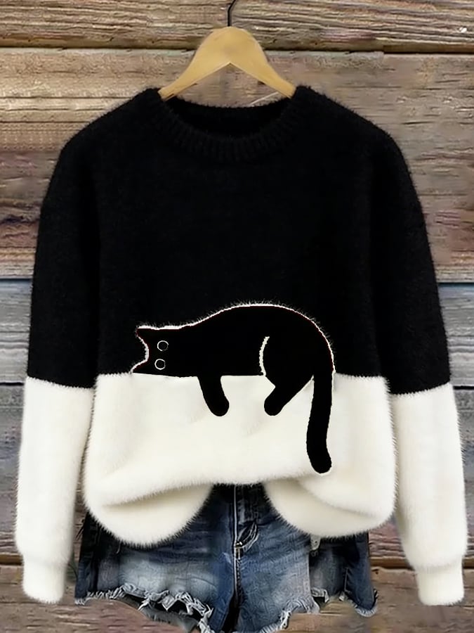 Alicia | Suéter oversize con un elegante estampado de gatos