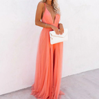 Bianca | Vestido largo en color coral claro