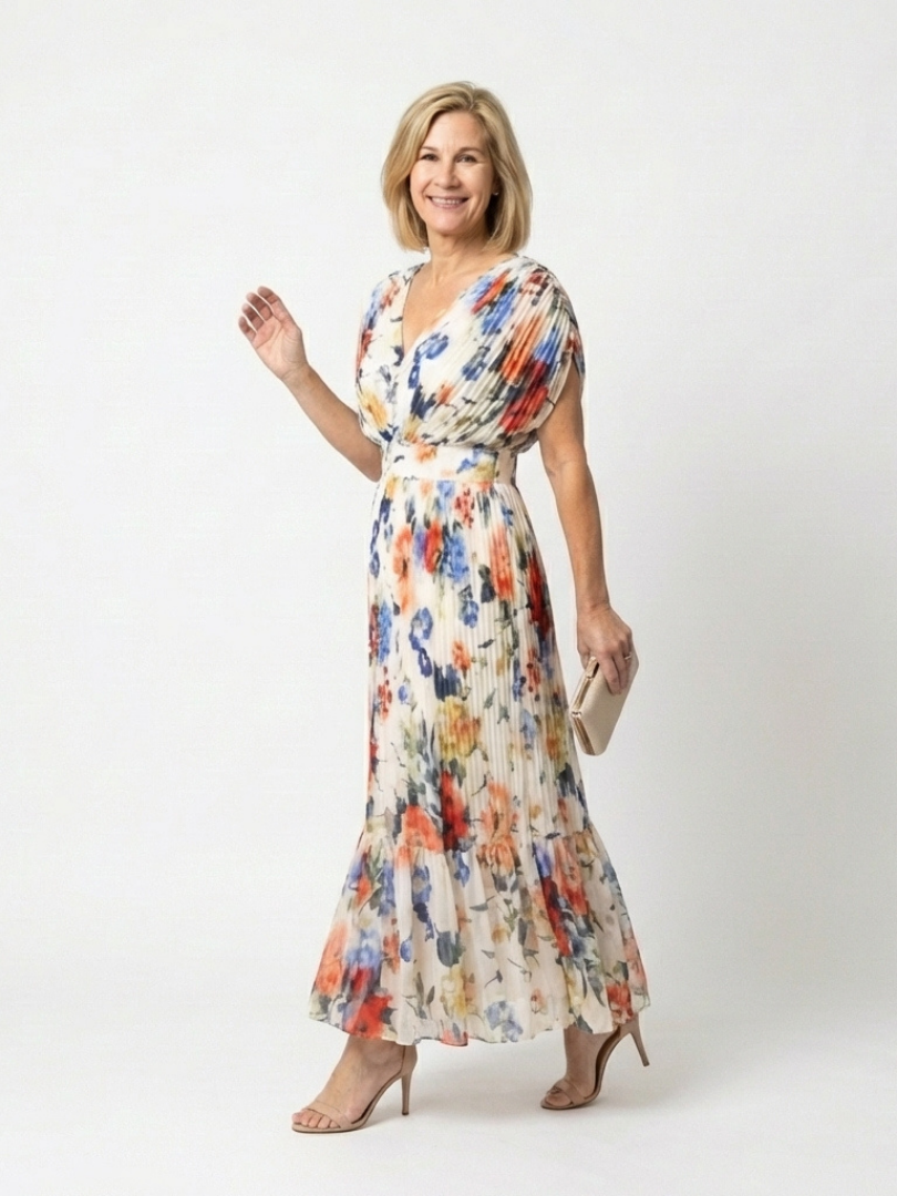 Selena | Vestido midi floral de manga corta