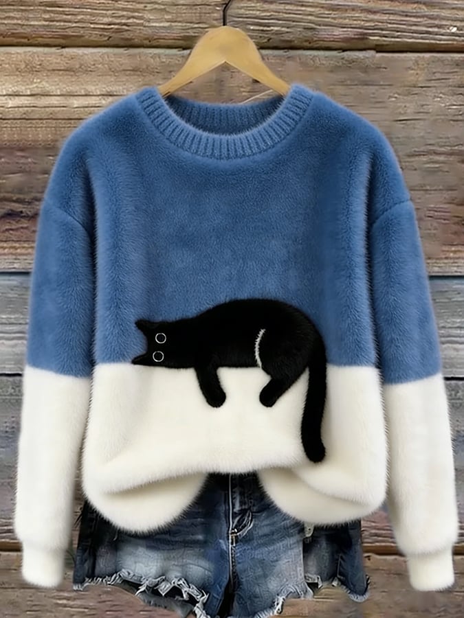 Alicia | Suéter oversize con un elegante estampado de gatos