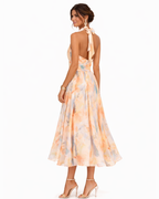 Aurora | Vestido con cuello halter y estampado de acuarela