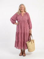 Francesca | Vestido midi de manga larga con estampado geométrico