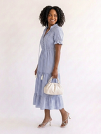 Dakota | Vestido midi con capas a rayas de manga corta