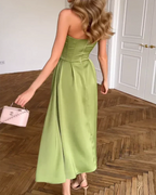 Fiona | Vestido midi elegante sin tirantes