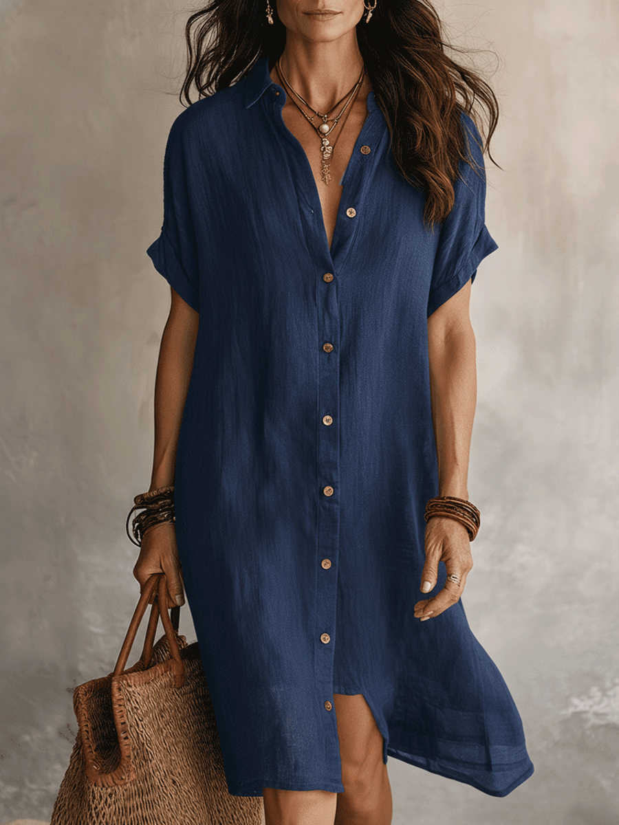 Asha | Vestido midi de lino de corte holgado