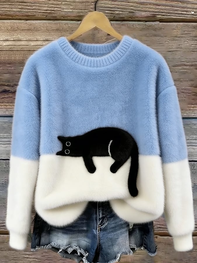 Alicia | Suéter oversize con un elegante estampado de gatos