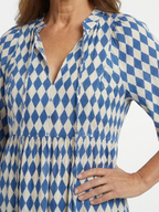 Melody | Vestido midi escalonado con estampado de rombos