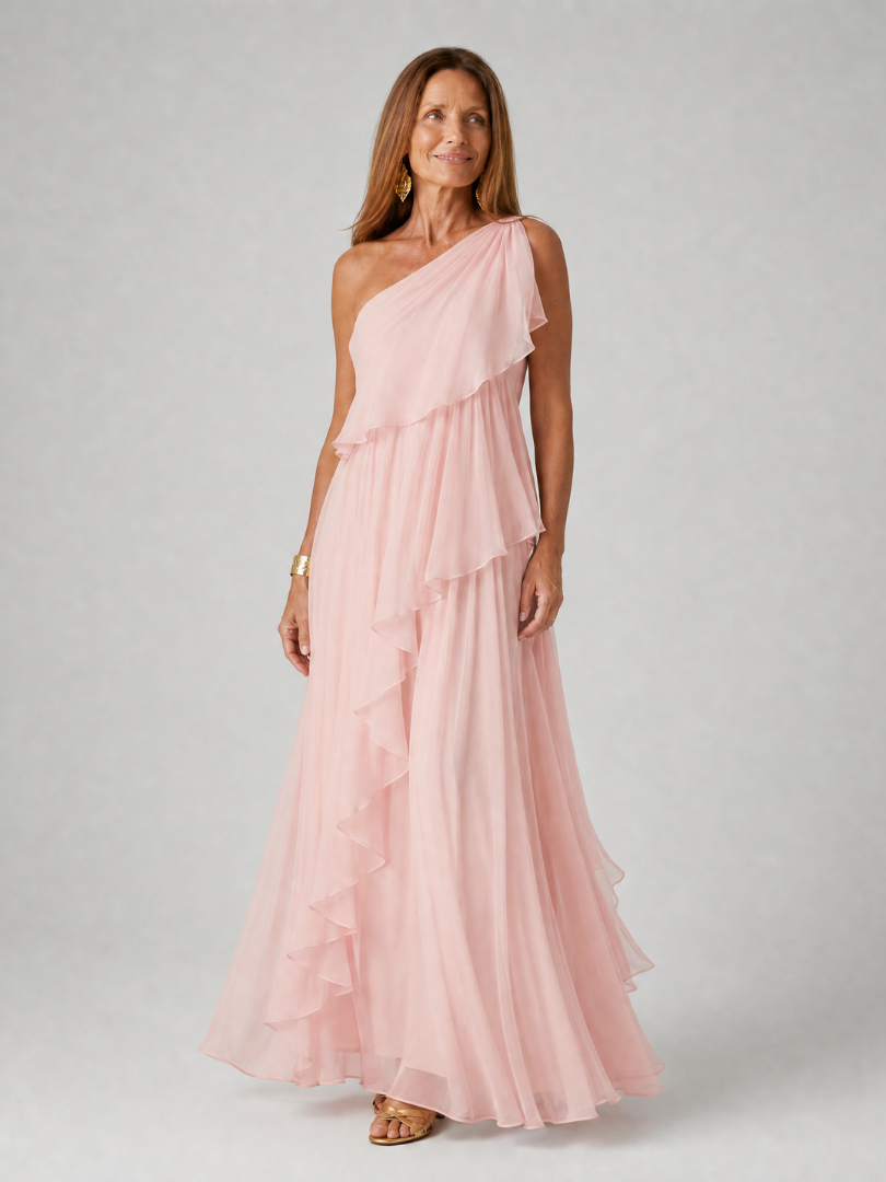 Amira | Vestido Largo Asimétrico con Volantes
