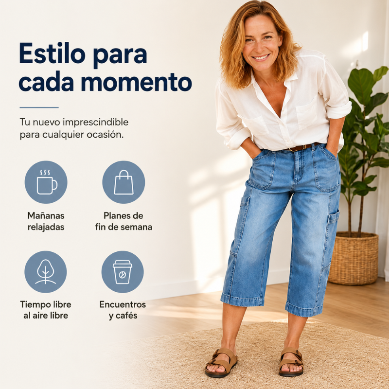 Rita | Vaqueros tipo cargo, elásticos y cortos para mujer