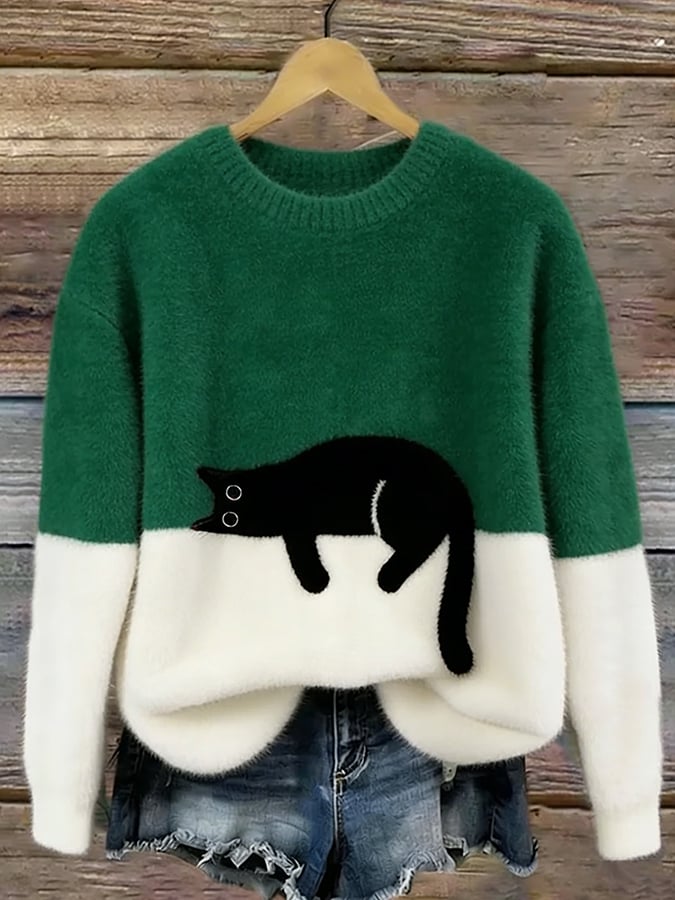 Alicia | Suéter oversize con un elegante estampado de gatos