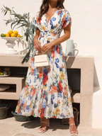 Selena | Vestido midi floral de manga corta
