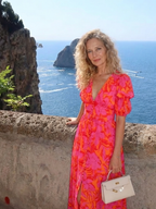 Alessia  | Vestido midi con estampado floral, cuello en V y mangas abullonadas