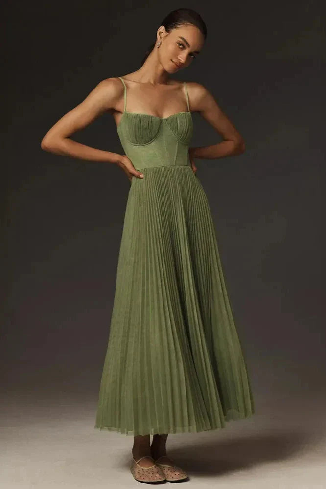 Rebecca | Vestido midi de tul plisado