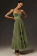 Rebecca | Vestido midi de tul plisado