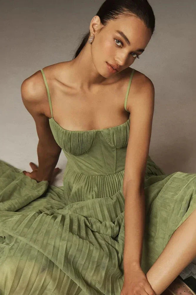 Rebecca | Vestido midi de tul plisado
