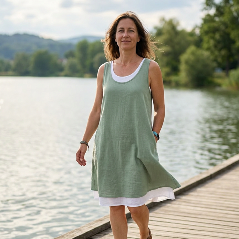 ✨¡Novedad! Vestido veraniego sin tirantes con efecto superpuesto - 🔥¡Ahorra ahora un 50 %!