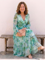Olivia | Vestido largo de manga larga con estampado floral