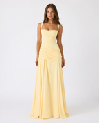 Margaret | Vestido largo con escote cuadrado fruncido