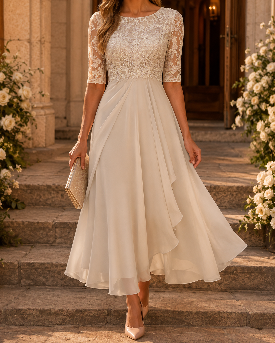 Victoria | Vestido Midi Elegante de Encaje