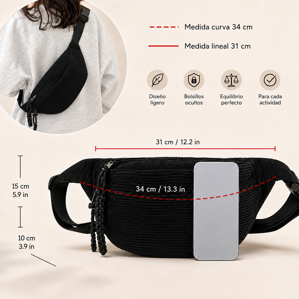 Patricia | Bolso de hombro de terciopelo acanalado