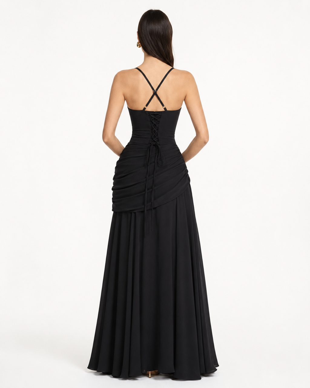 Margaret | Vestido largo con escote cuadrado fruncido