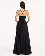 Margaret | Vestido largo con escote cuadrado fruncido