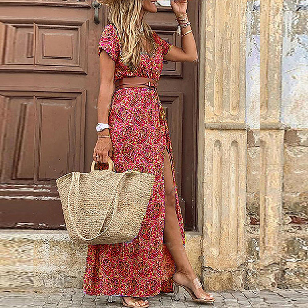 Lenora | Vestido maxi de Ibiza de estilo hippie + cinturón