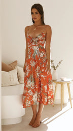 Flora | Vestido midi romántico con estampado floral
