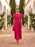 Serafina | Elegante vestido largo plisado con cintura anudada