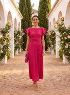 Serafina | Elegante vestido largo plisado con cintura anudada