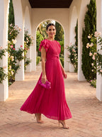 Serafina | Elegante vestido largo plisado con cintura anudada