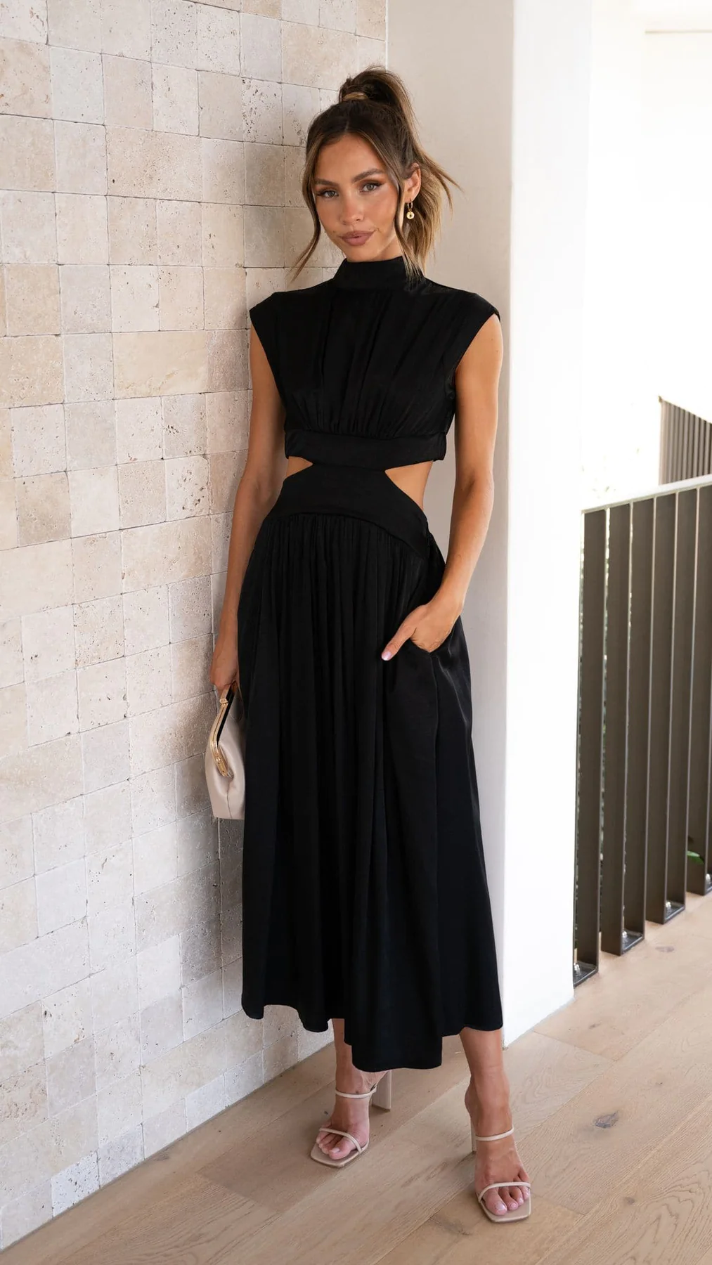 Quiara | Vestido midi con aberturas y bolsillos