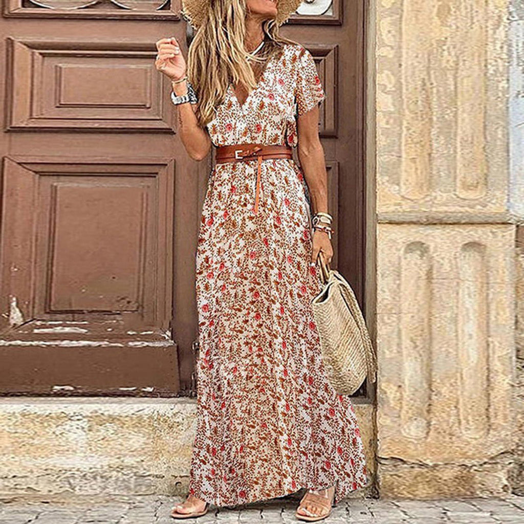 Lenora | Vestido maxi de Ibiza de estilo hippie + cinturón
