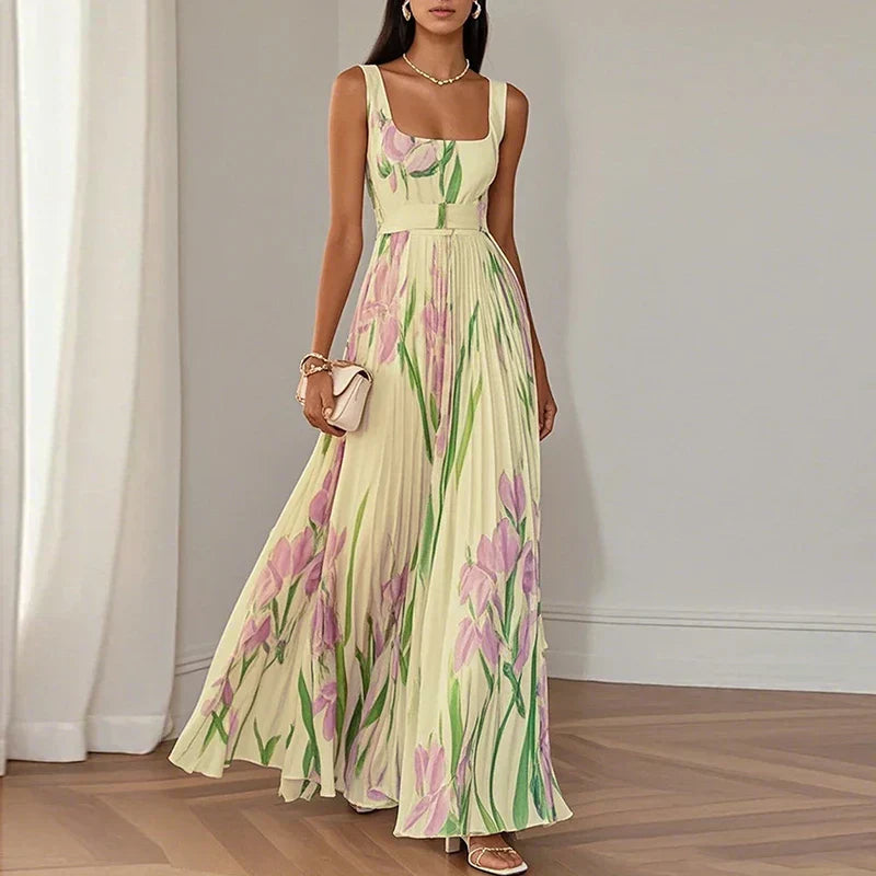 Aria | Vestido largo de corte evasé con estampado floral
