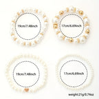 Conjunto de elegantes pulseras en forma de corazón con perlas