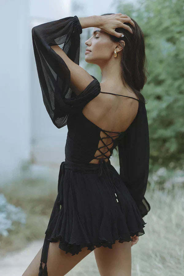 Luna | Mini vestido alegre con mangas abullonadas